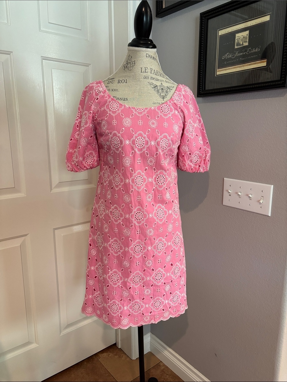 Pink Eyelet Shift Dress - Women
